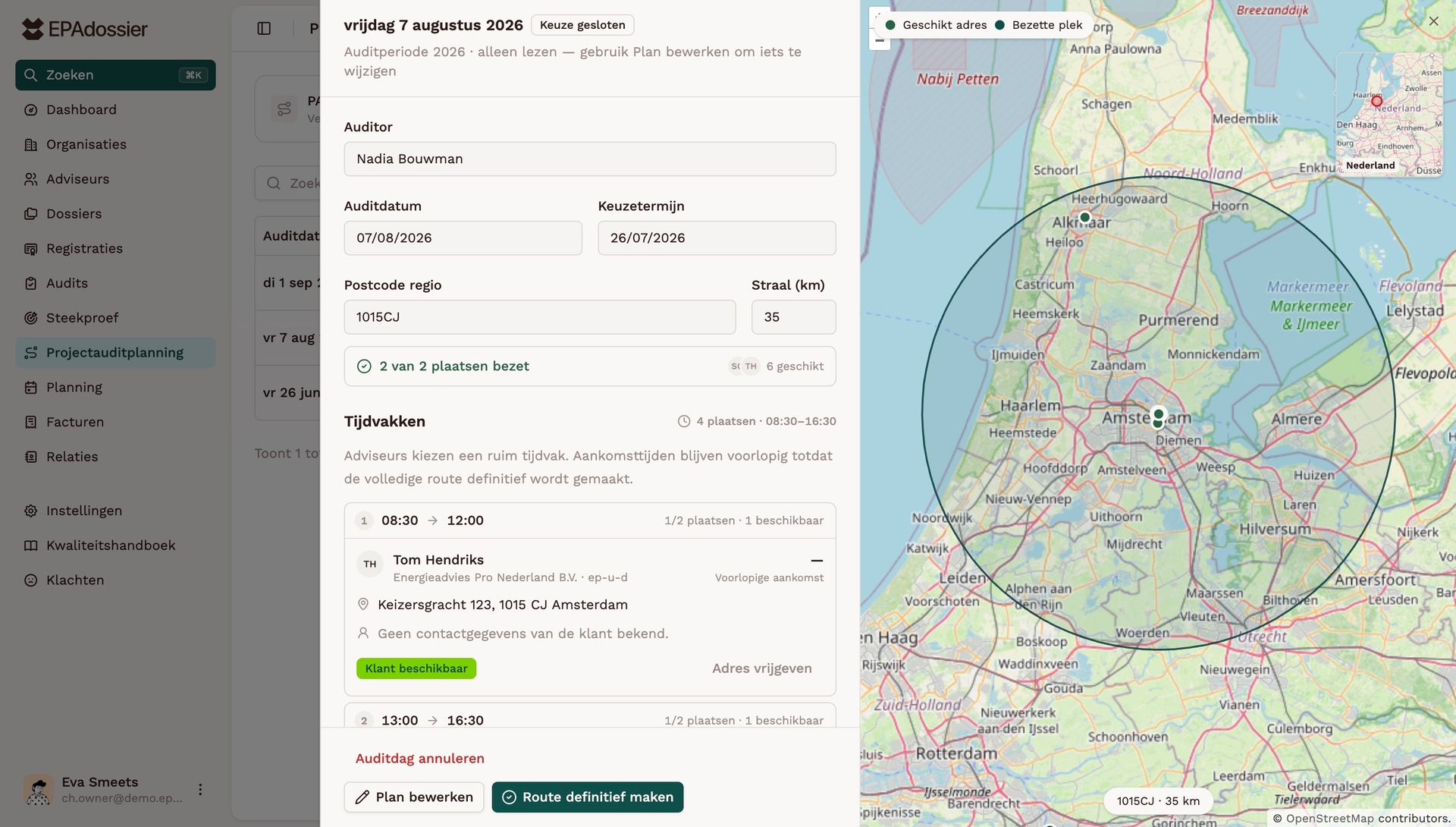 Bouw projectauditroutes rond de regio